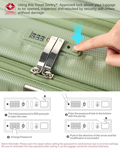 Hanke 20 Inch Expandable Carry On Luggage Airline Approved Top Opening Hard Shell Suitcases with Wheels Lightweight Travel Luggage Carry On Suitcase for Woman Men-Bamboo Green - color: Bamboo Green, size: 20 Inch Expandable