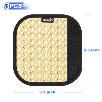 Cosmos Pack of 3 PU Leather Luggage Handle Wrap Handle Grip Luggage Identifier for Travel Bag Luggage Suitcase (Metallic Golden Tone Color) - color: PU - Gold Color