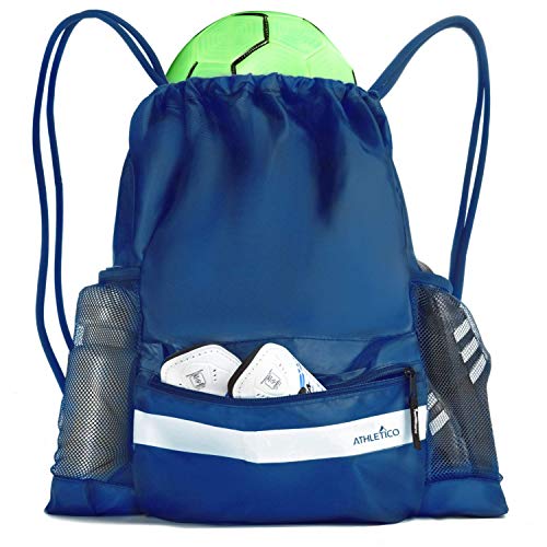 Athletico Drawstring Soccer Bag - Soccer Backpack For Boys or Girls Can Also Carry Basketball or Volleyball - color: Blue