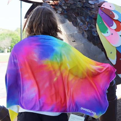 SHAKEitCOOL Large Cooling Shawl - Instant Heat Relief for Outdoor Events - color: Tie Dye