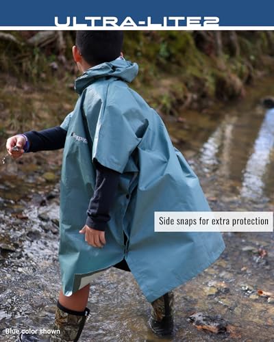 FROGG TOGGS Ultra-lite2 Waterproof, Breathable Rain Poncho, Adult and Youth Sizes - color: Carbon Black, style: Youth