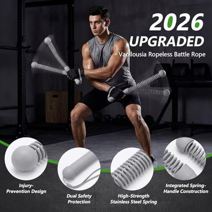 Weighted Ropeless Battle Ropes for Home Gym&Travel - 2 Pack Cordless Portable Battle Ropes, Exercise Rope Sticks for HIIT, Strength & Cardio, Fitness Enthusiasts and Athletes