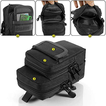FRTKK 2 Pack Molle Pouches - Tactical Compact Water-Resistant EDC Pouch Bag Small Utility Pouch - color: 2 Pack-Black 2