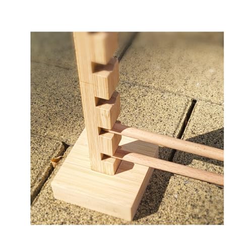 Guinea Pig Jump Bar Natural Wood Obstacle Game Activity Toys Set Adjustable Height Training Hurdles Exercise Small Animal Toys for Bunny Dwarf Rabbit Chinchilla (Wood)