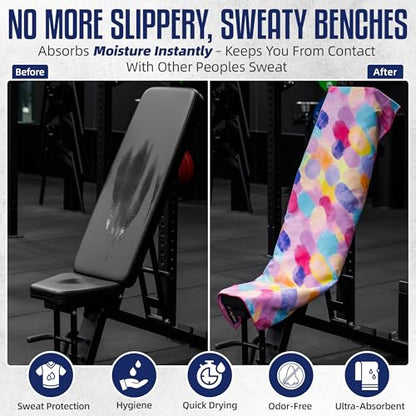 CHEEKY WINX Hooded Microfiber Gym Towel – Highly Absorbent Car Seat Towel with Carry Bag – Double-Sided Sweat Towel, Reversible, Quick Dry & Sand-Resistant Fabric, Cotton Candy, 130 x 60cm - color: Cotton Candy