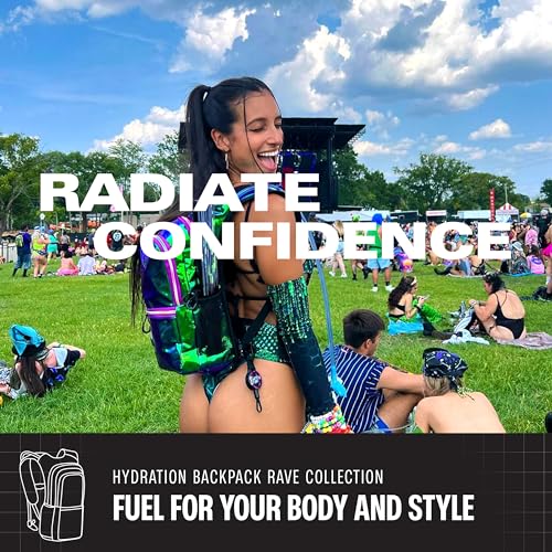 Sojourner Hydration Pack, Hydration Backpack - Water Backpack with 2l Hydration Bladder, Festival Essential - Rave Hydration Pack Hydropack Hydro for Hiking, Running, Biking, Festival Gear - color: Laser Holographic - Purple