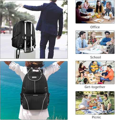 VECKUSON Lunch Bag Backpack, Insulated Cooler Lunch Box Backpack, Extra Large Travel Laptop Backpack TSA Friendly RFID Computer College bag for Women Men Fits 17.3 Inch Laptop - color: Gray-rfid