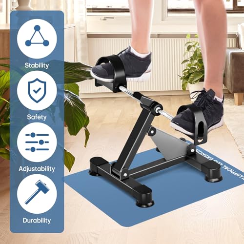 Under Desk Elliptical Mat - Non-Slip Exercise Equipment for Peloton Bike, Small Exercise Mat for Desk Workout Equipment - color: Sky Blue
