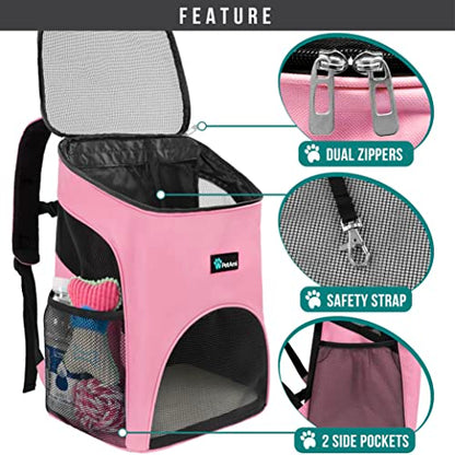 PetAmi Cat Backpack Carrier, Airline Approved Pet Carrier Backpack for Small Dogs and Large Cats, Soft Sided Collapsible Ventilated with Sherpa Bed for Hiking Travel, Max 18 lbs, Pink - color: Pink