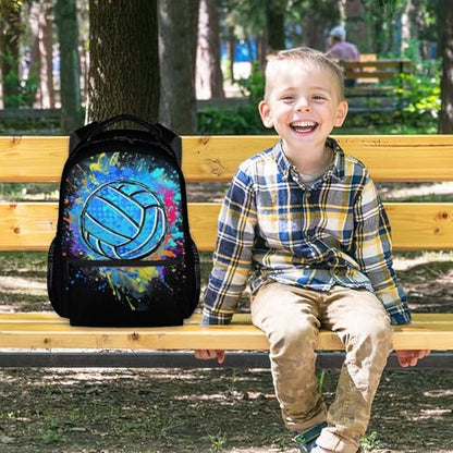 Boys School Backpack Kids Volleyball Backpacks Bookbag Back to School Supplies, 17 Inches Large Capacity Cool Sport Back Pack for Kindergarten Elementary Middle (Black) - color: Color 6