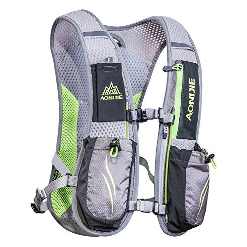 AONIJIE Hydration Vest Pack Backpack 5L 5.5L Marathoner Running Vest Race Hydration for Women and Men Trail Run Hiking Jogging - color: Gray