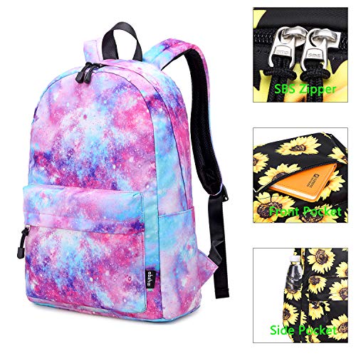 abshoo Lightweight Water Resistant Backpacks for Teen Girls School Backpack with Lunch Bag - color: Galaxy Pink Set
