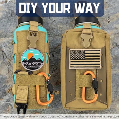 Molle Water Bottle Holder Pouch, 16-77oz Adjustable Capacity - color: Brown, size: Basic