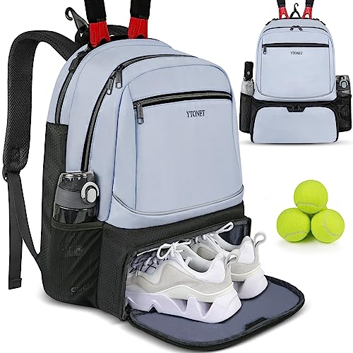Ytonet Tennis Bag Tennis Backpack for Women Men 2 Rackets with Insulated Pocket Ventilated Shoe Compartment - color: Blue