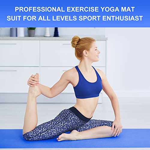 3 mm Thick Yoga Mat Bulk, Non Slip Exercise Workout Fitness Pad for Women Men, Gym Home Yoga Pilates, Easy to Clean, Sturdy PVC - color: Dark Blue
