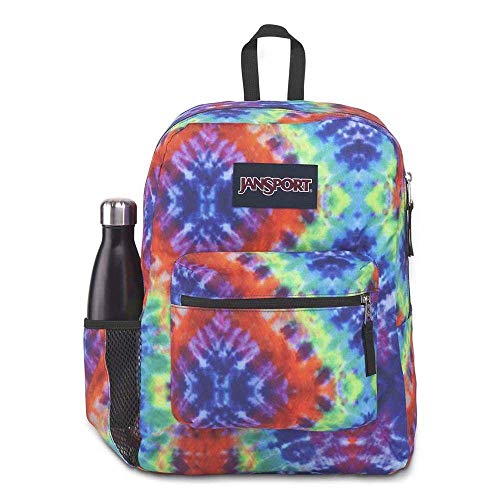JanSport Cross Town Backpack 17" x 12.5" x 6" - Simple Bag for Everyone with 1 Main Compartment, Front Utility Pocket - Premium Class Accessories - Red Multi Hippie Days - color: Red/Multi Hippie Days
