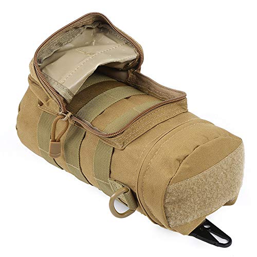 Molle Water Bottle Holder, Tactical Water Bottle Pouches for Backpack with D-Ring Hook - color: Khaki