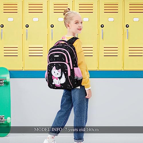 Cusangel Backpack for Girls Boys School Bookbags Kindergarten Elementary Lightweight Waterproof Multifunctional Large Capacity for Backpack (16 inch cat Fun Prints) - color: Black Cat 16in