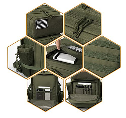 QT&QY 25L/45L Military Tactical Backpack For Men Molle Daypack 3 Day Bug Out Bag Hiking Rucksack With Bottle Holder - color: 45l 1.0 Green