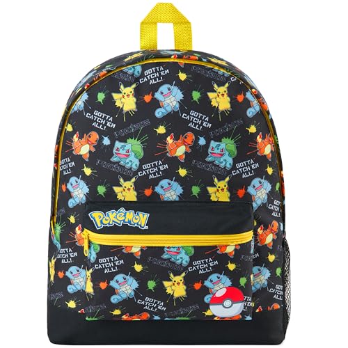 Pokemon Backpack for Kids Teens Boys Girls, Pikachu Anime Backpacks, Bag for Daycare Sports Vacation Travel, School Gift (Black AOP) - color: Black Aop