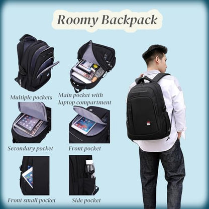 VIDOSCLA Black Kids Boys Rolling Backpack Teens Carry-on Luggage with Wheels Trolly BookBag for School-2 Wheels - color: A1# Black-2 Wheels, style: A1# 2 Wheels