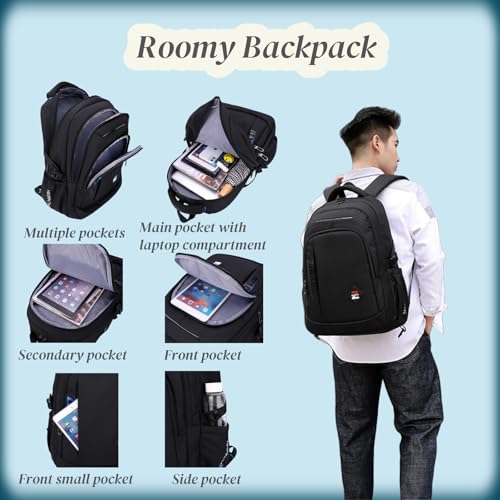 VIDOSCLA Black Kids Boys Rolling Backpack Teens Carry-on Luggage with Wheels Trolly BookBag for School-2 Wheels - color: A1# Black Blue-2 Wheels, style: A1# 2 Wheels