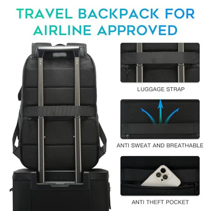 FUTURE AESTHETICS Smart Waterproof Travel Backpack Business Flight Approved Carry on Backpack for Men Women ，Large Capacity Laptop Backpack，Water Resistant Computer Backpack Fits 16 Inch Laptop（Black） - color: Black