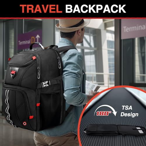 Z-MGKISS Extra Large Travel Laptop Backpack,XXXL Gaming Backpack, 18.4 inch TSA Friendly College Daypack Big Capacity Heavy Duty Business Suitcase Daypack Bag Port for Men/Women-Black - color: Black-2