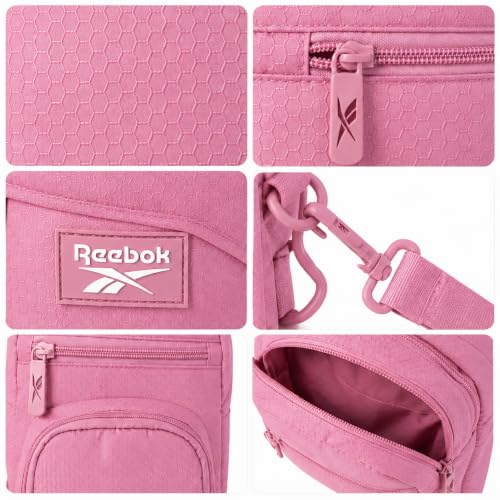 Reebok Unisex Crossbody Bag - Convertible Compact Durable Cross Body Bag for Women and Men - Gym and Travel Essentials, Size One Size, Cosmos Rose - color: Cosmos Rose