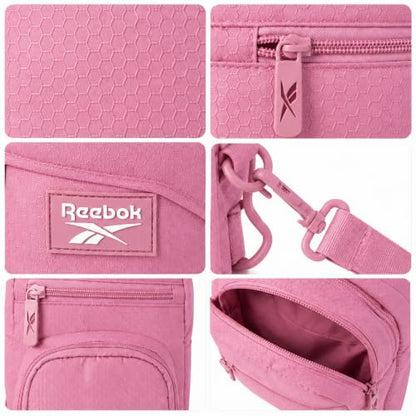 Reebok Unisex Crossbody Bag - Convertible Compact Durable Cross Body Bag for Women and Men - Gym and Travel Essentials, Size One Size, Cosmos Rose - color: Cosmos Rose