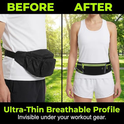 Unisex Running Belt with Water Bottle Holder, Water Resistant Reflective Waist Pack, No Bounce Slim Workout Fanny Pack with Adjustable Strap for Running Hiking Cycling, Fits Phones Keys Cards (Pink) - color: Pink