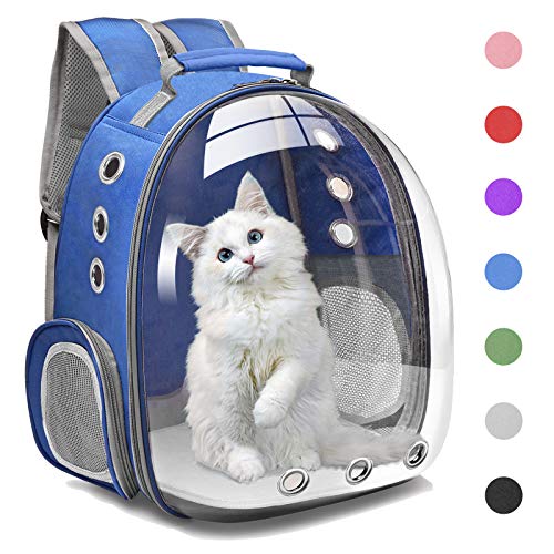 Henkelion Cat Backpack Carrier Bubble Carrying Bag, Small Dog Backpack Carrier for Small Medium Dogs Cats, Space Capsule Pet Carrier Dog Hiking Backpack, Airline Approved Travel Carrier - Navy Blue - color: Navy Blue