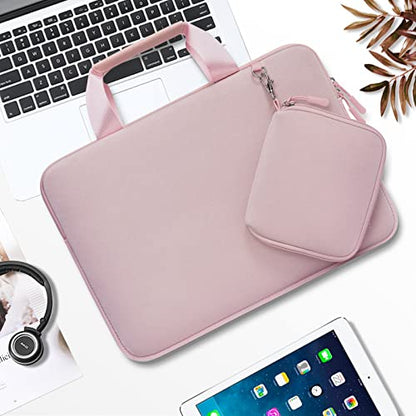 MOSISO Laptop Case 14 inch, Laptop Sleeve Bag Compatible with HP Lenovo Dell ASUS Acer, HP Stream, Dell Latitude, Lenovo IdeaPad, Neoprene Carrying Computer Bag with Handle&Detachable Small Case, Pink - color: Pink, size: 14 inch