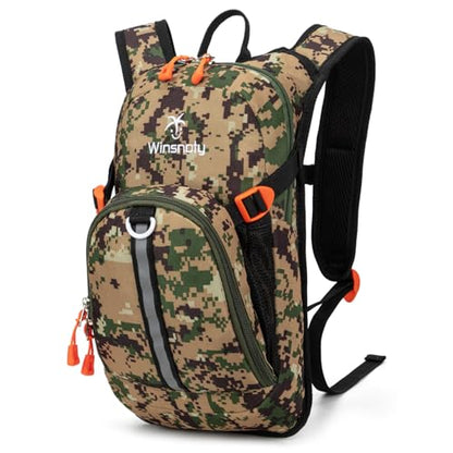 Kids Hydration Backpack, Water Hiking Backpack for Boys or Girls with 1.5L Reservoir Bladder - color: Armygreen Print
