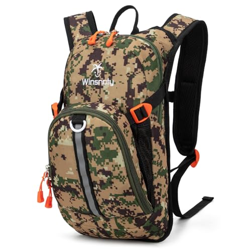 Kids Hydration Backpack, Water Hiking Backpack for Boys or Girls with 1.5L Reservoir Bladder - color: Armygreen Print
