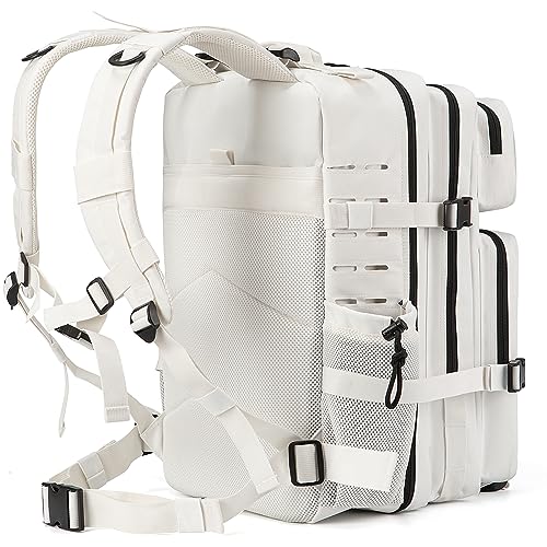 QT&QY 25L/45L Military Tactical Backpack For Men Molle Daypack 3 Day Bug Out Bag Hiking Rucksack With Bottle Holder - color: 45l 2.0 White