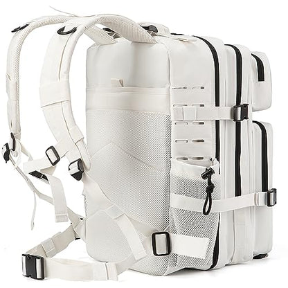 QT&QY 25L/45L Military Tactical Backpack For Men Molle Daypack 3 Day Bug Out Bag Hiking Rucksack With Bottle Holder - color: 45l 2.0 White