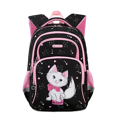 Cusangel Backpack for Girls Boys School Bookbags Kindergarten Elementary Lightweight Waterproof Multifunctional Large Capacity for Backpack (16 inch cat Fun Prints) - color: Black Cat 16in