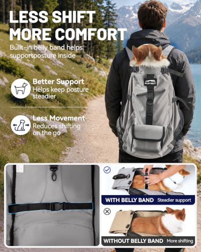 Dog Backpack for Small & Medium Dogs – 4-Layer Safety Pet Carrier with Thick Shoulder Straps, Detachable Waist Bag, Breathable Mesh & Storage Pockets for Travel & Hiking