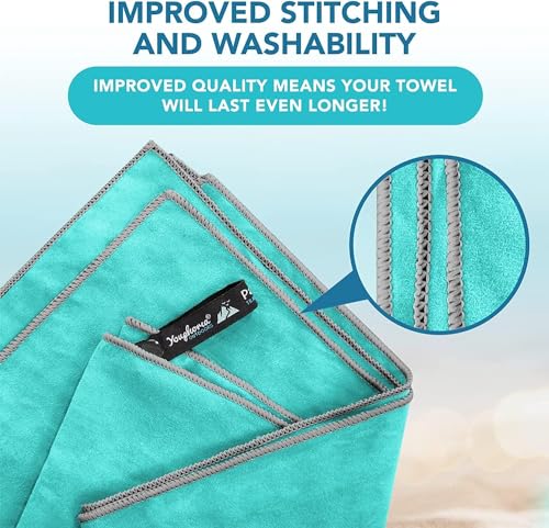 Youphoria Microfiber Travel Towel Fast Drying Lightweight - Quick Dry Towel for Camping, Beach, Backpacking, Hiking & Sport - color: Mint/Gray, style: 36" x 78" (X-Large)
