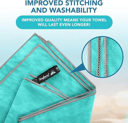 Youphoria Microfiber Travel Towel Fast Drying Lightweight - Quick Dry Towel for Camping, Beach, Backpacking, Hiking & Sport - color: Mint/Gray, style: 32" x 72" (Large)