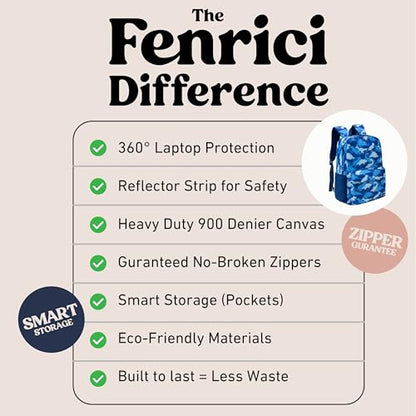 Fenrici Dinosaur Backpack for Boys, Kids, Boys' Backpack for School, Kids' Bookbags with Padded Laptop Compartment, Dino, Blue, 17 Inch - color: Dinosaur