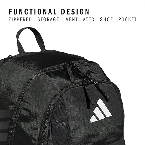 adidas Stadium 4 Soccer Backpack – Team Sports Bag with Ball Pocket, 36L - color: Black/4.0