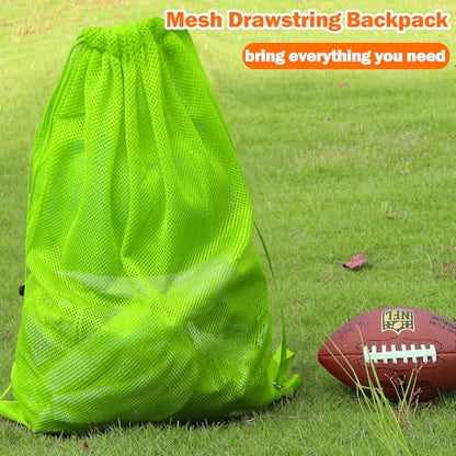 NATURAL STYLE Large Mesh Drawstring Backpack Bag, Gym Sports String Bag, Outdoor Workout Beach Swim Bag (Green) - color: Green