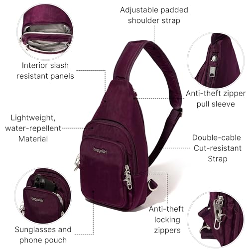Baggallini Securtex Anti-Theft Daytripper Sling - color: Mulberry