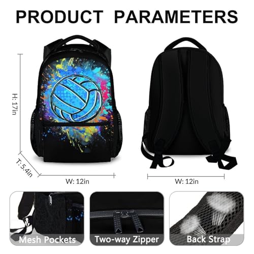 Boys School Backpack Kids Volleyball Backpacks Bookbag Back to School Supplies, 17 Inches Large Capacity Cool Sport Back Pack for Kindergarten Elementary Middle (Black) - color: Color 6