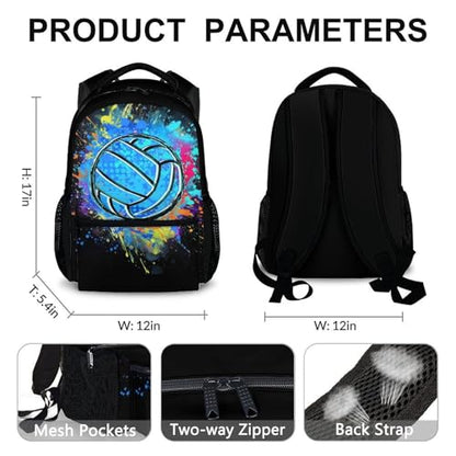 Boys School Backpack Kids Volleyball Backpacks Bookbag Back to School Supplies, 17 Inches Large Capacity Cool Sport Back Pack for Kindergarten Elementary Middle (Black) - color: Color 6