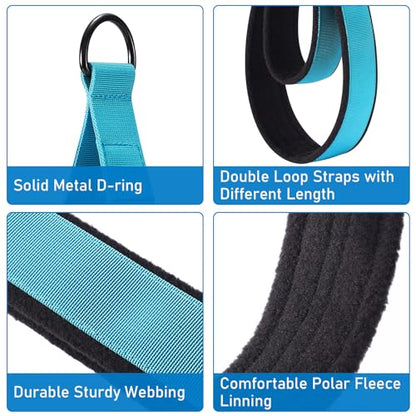 TOBWOLF Pilates Straps - Double Loop D-Ring Straps for Reformer, Padded, Home Gym Workout - color: Blue