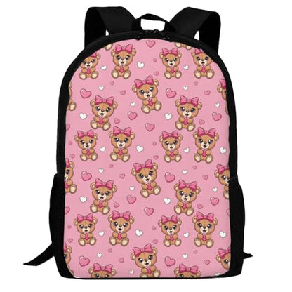 Ergonomic Padded Backpack Cute Bear Bow Pink, Anti Theft Spacious Travel Daypack Sturdy Polyester Bag for Commute Gym Outdoor Leisure Use - color: Design (875)