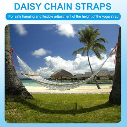 PATIKIL Daisy Chain Straps, Strong Climbing Strap Adjustable Nylon Chain Sling with Loops for Aerial Yoga Hammock Swing - color: Green, size: 51 Inch
